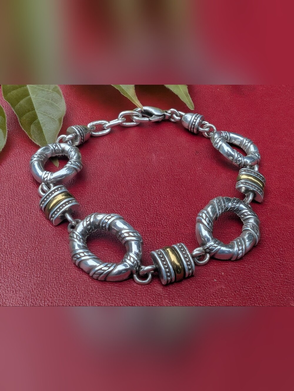 Vintage Brighton Silver and Gold Chain Link Bracelet - Women's Jewelry